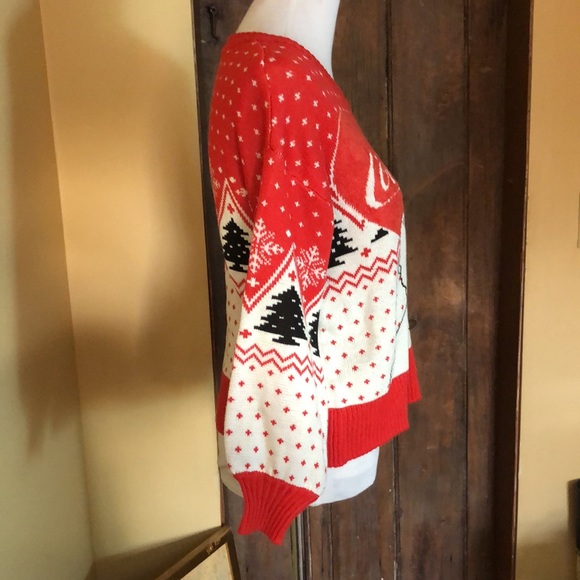 COCA COLA Size XS Snow Polarbear Sweater Cozy ChristmasTree Coke Drinking $69NEW - Picture 5 of 16
